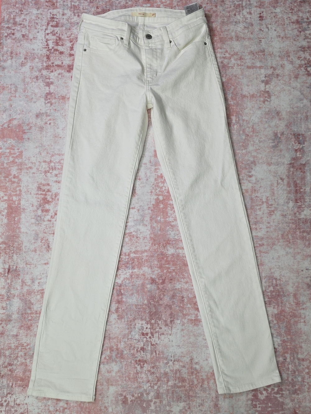 Levi's 712 Slim Jeans Optic White  W27 L32 Mid Rise Straight Stretch